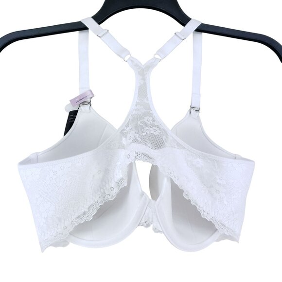Maidenform Womens Front Close Racerback Bra 42D White Lace & Smooth Smartzone - Picture 4 of 7